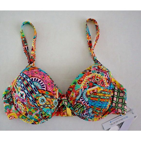 Bleu Rod Beattie RBSY22355 Sz 34D Multi Seriously Sunny Underwire Bikini Top $85 - Picture 1 of 5
